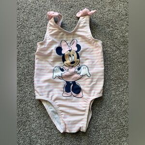 Disney Minnie Mouse Pink and White Striped Bodysuit